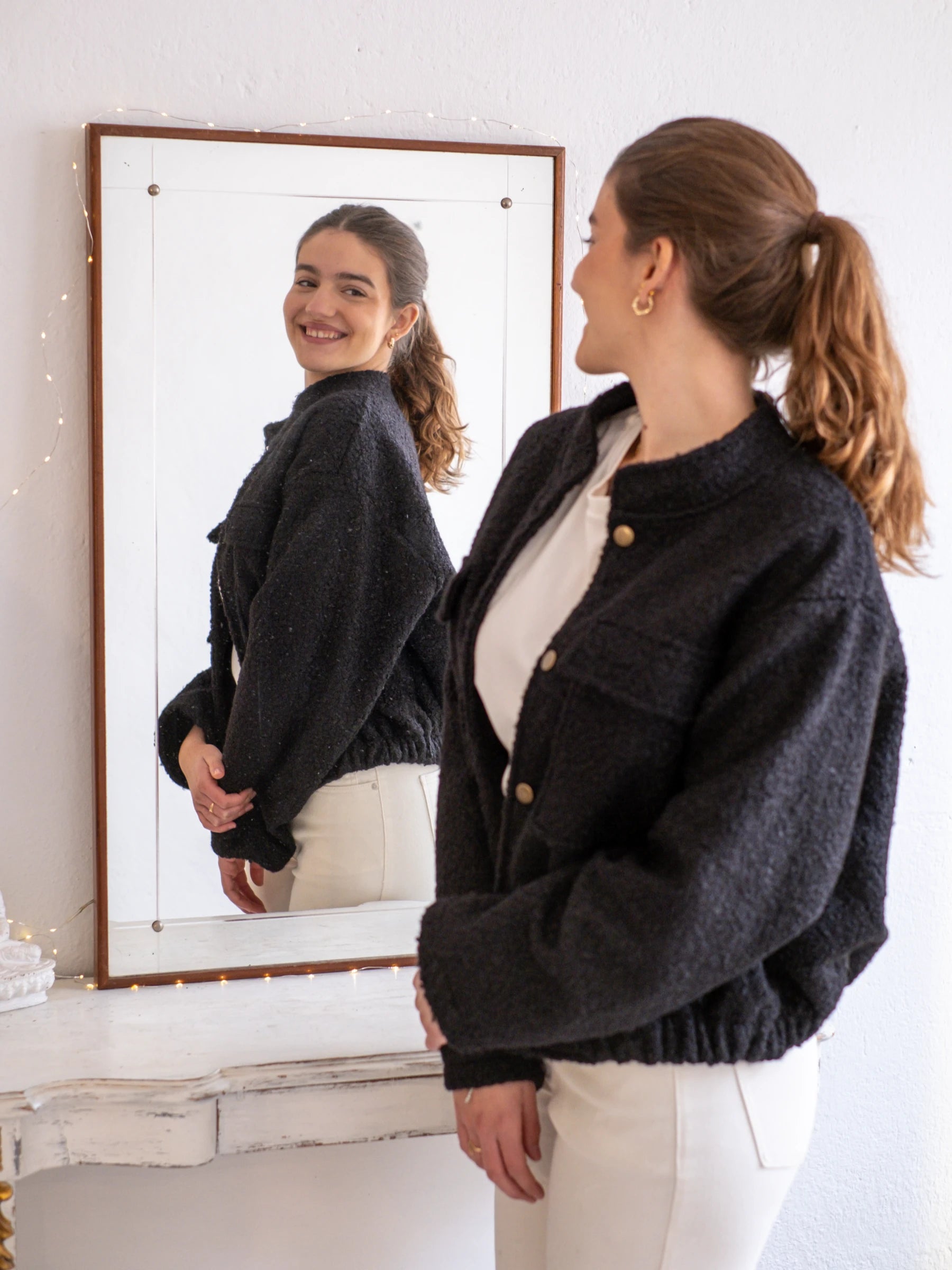 BOUCLÉ BOMBER JACKET