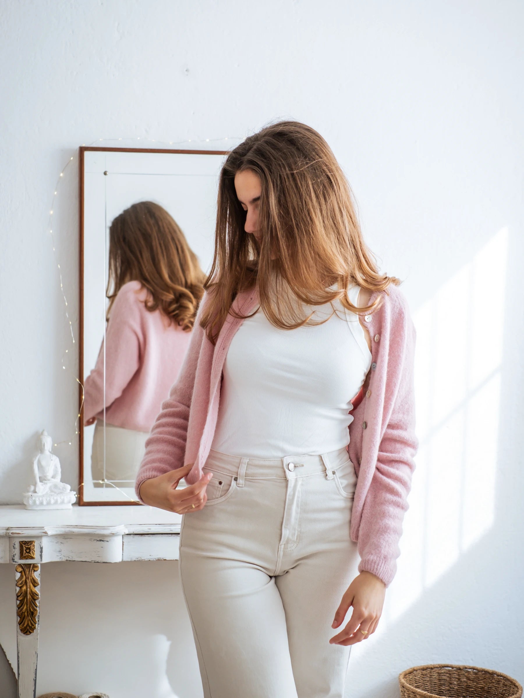 LA VICTORIA | LONG SLEEVES CROP SHAPE CARDIGAN WITH ALPACA - ONE SIZE