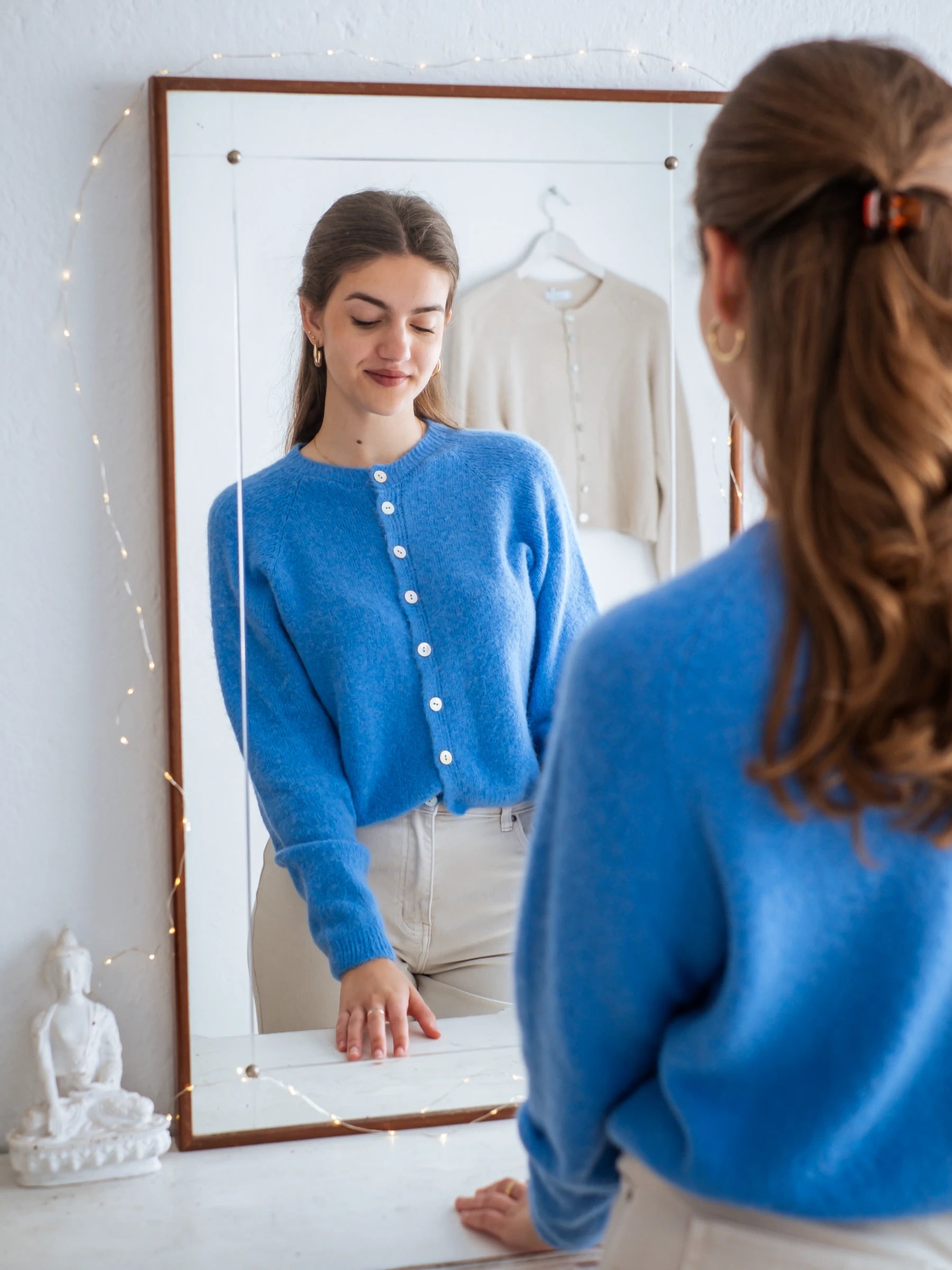 LA VICTORIA | LONG SLEEVES CROP SHAPE CARDIGAN WITH ALPACA - ONE SIZE