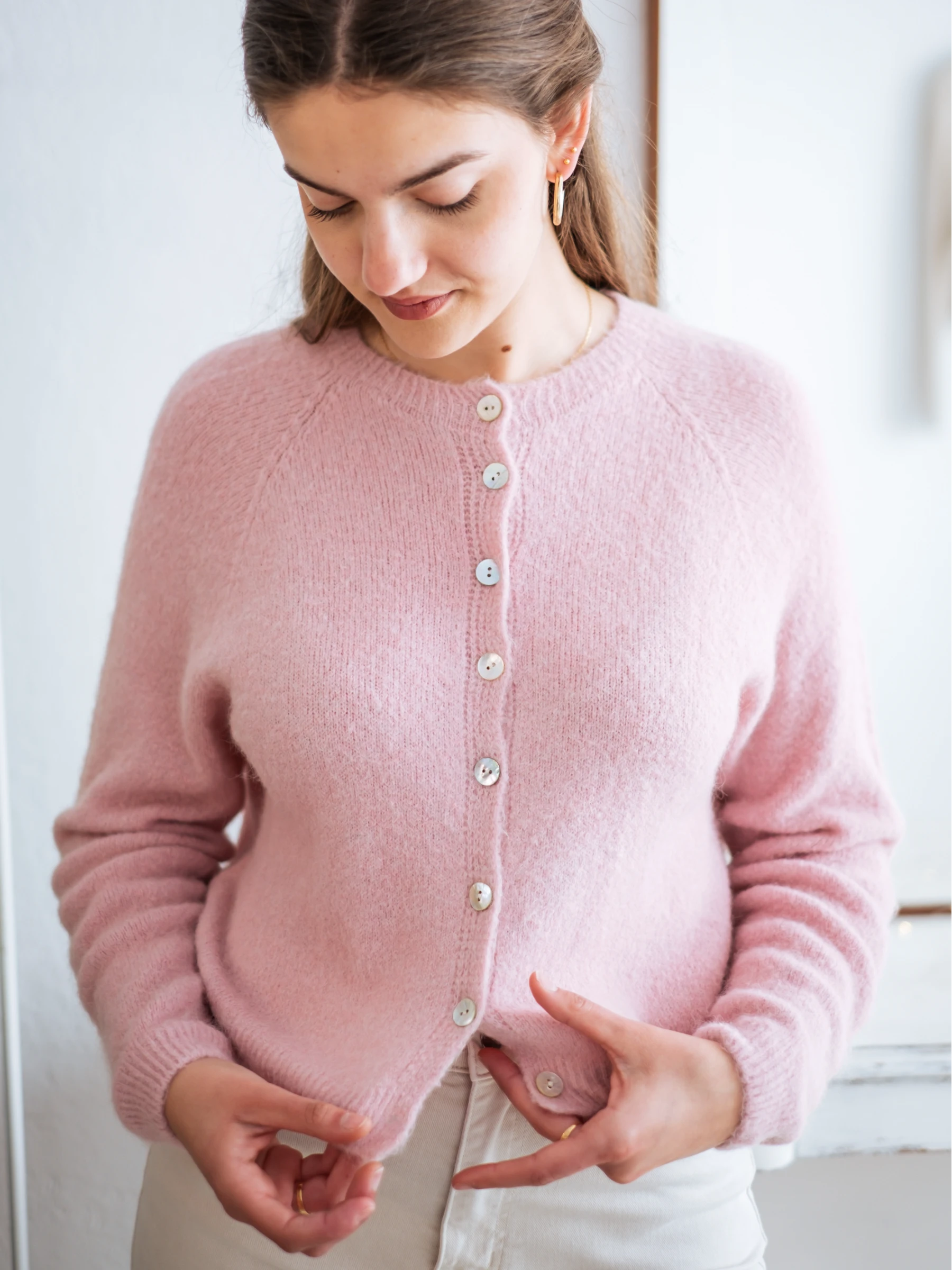 LA VICTORIA | LONG SLEEVES CROP SHAPE CARDIGAN WITH ALPACA - ONE SIZE