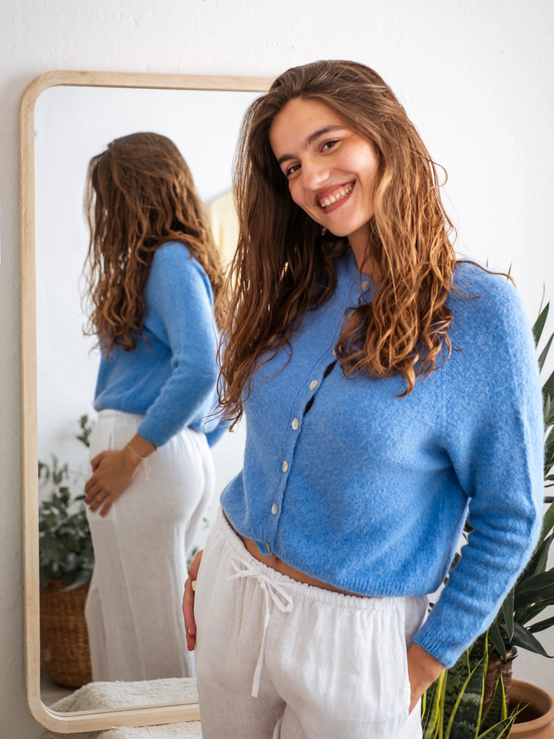 MARIA | 3/4 SLEEVES CROP SHAPE CARDIGAN WITH ALPACA - ONE SIZE