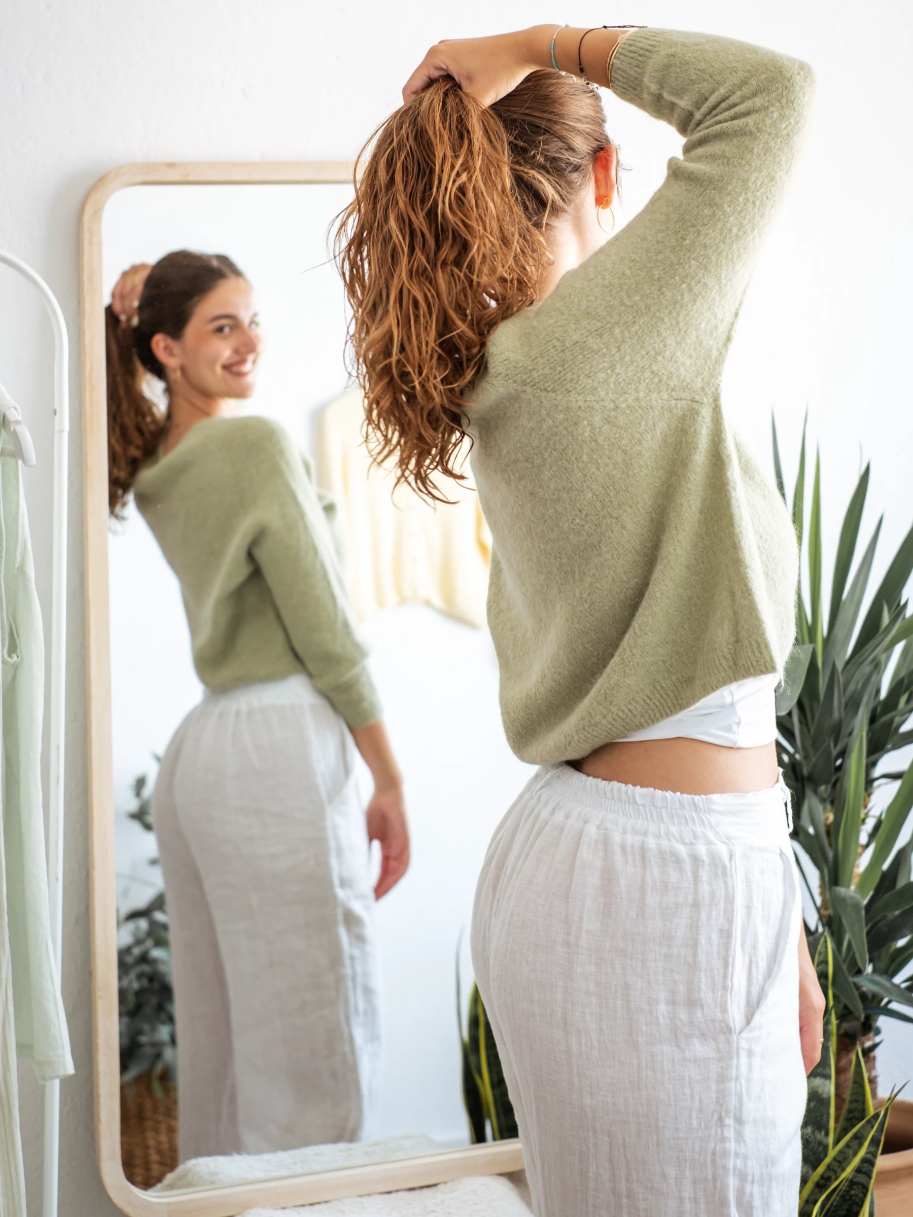 MARIA | 3/4 SLEEVES CROP SHAPE CARDIGAN WITH ALPACA - ONE SIZE