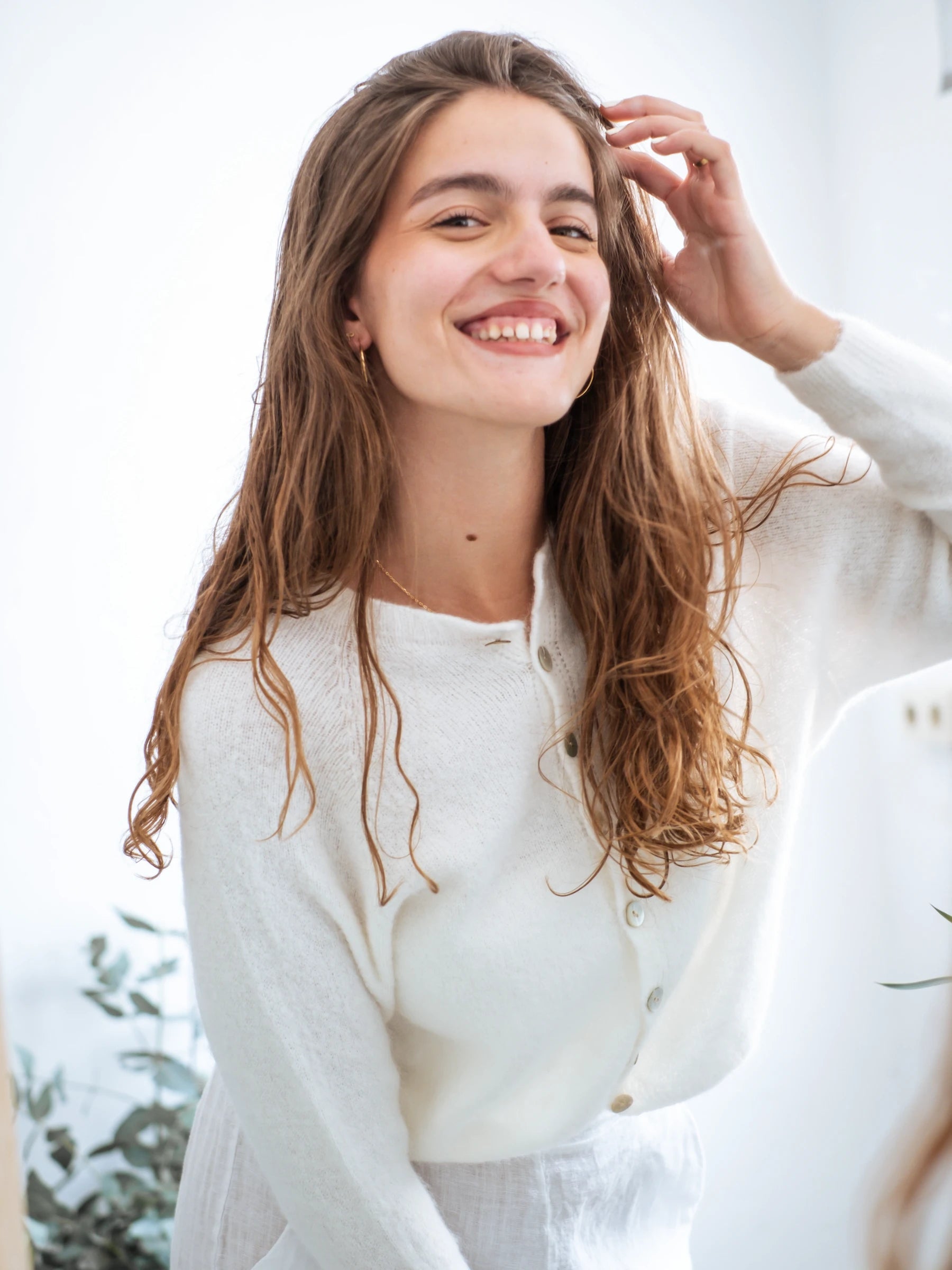 MARIA | 3/4 SLEEVES CROP SHAPE CARDIGAN WITH ALPACA - ONE SIZE
