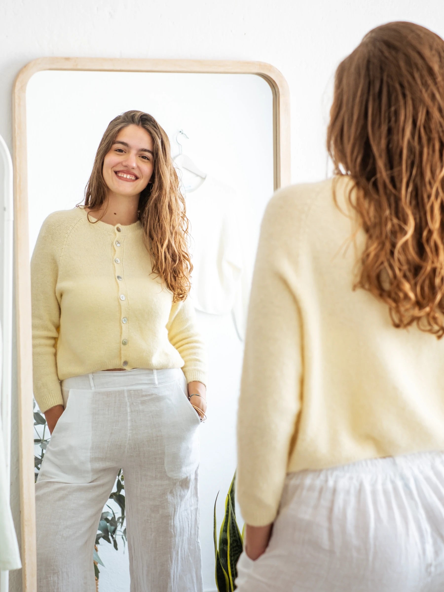 MARIA | 3/4 SLEEVES CROP SHAPE CARDIGAN WITH ALPACA - ONE SIZE