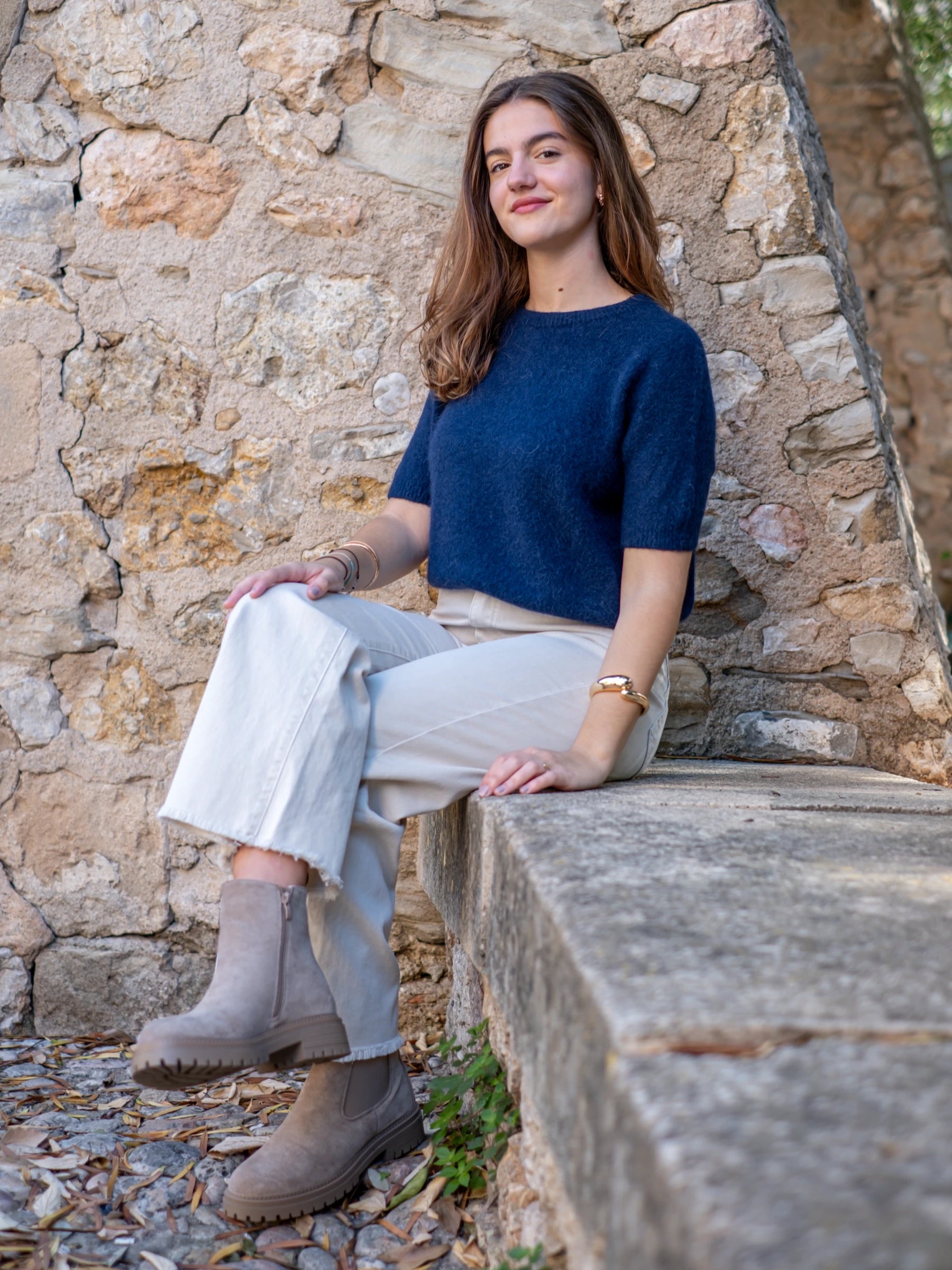 MURTA SHORT SLEEVES CROP SHAPE JUMPER WITH ALPACA