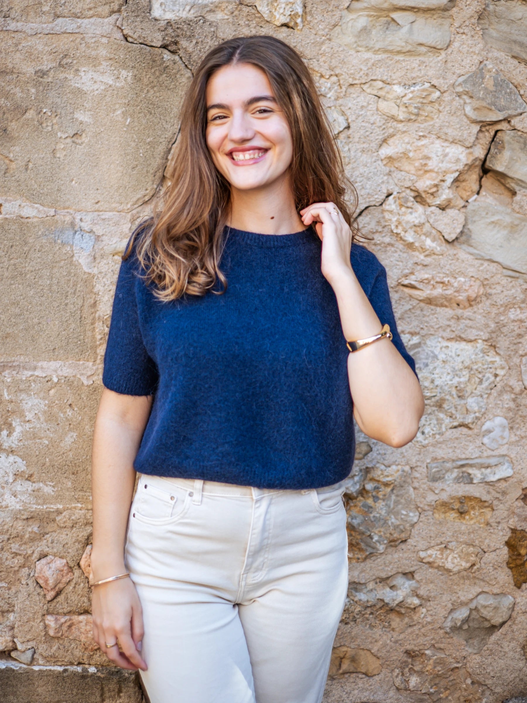 MURTA SHORT SLEEVES CROP SHAPE JUMPER WITH ALPACA