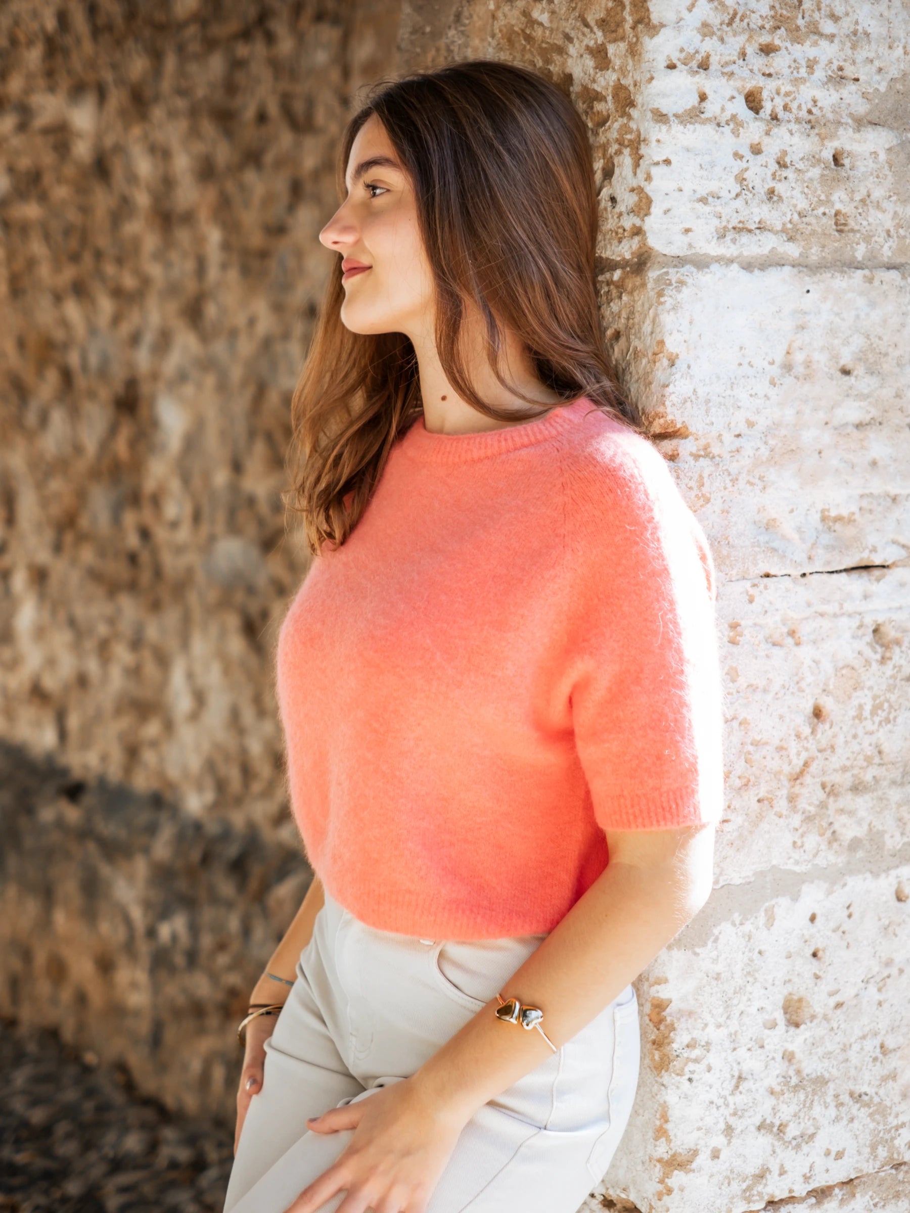 MURTA SHORT SLEEVES CROP SHAPE JUMPER WITH ALPACA