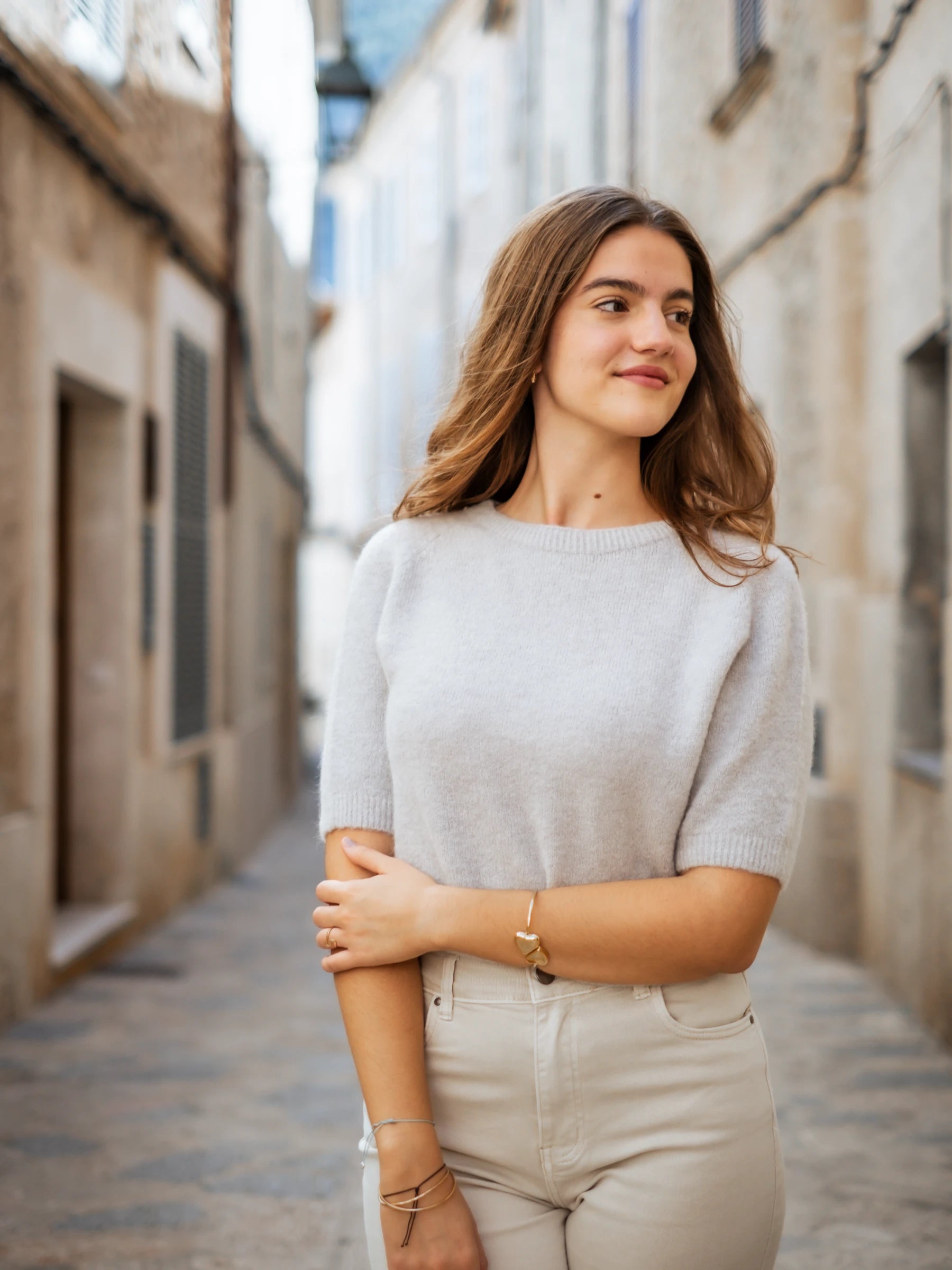 MURTA SHORT SLEEVES CROP SHAPE JUMPER WITH ALPACA