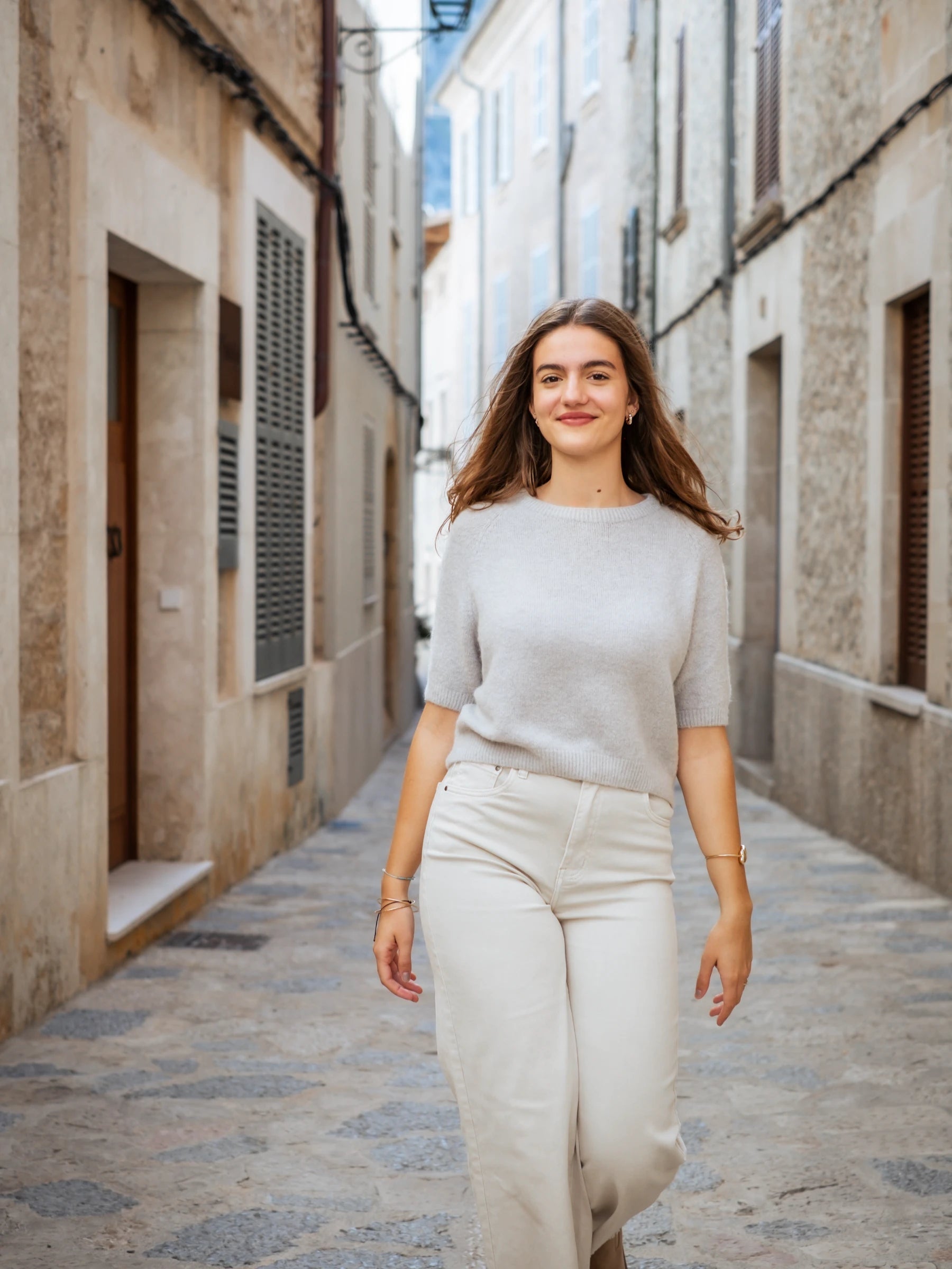 MURTA SHORT SLEEVES CROP SHAPE JUMPER WITH ALPACA