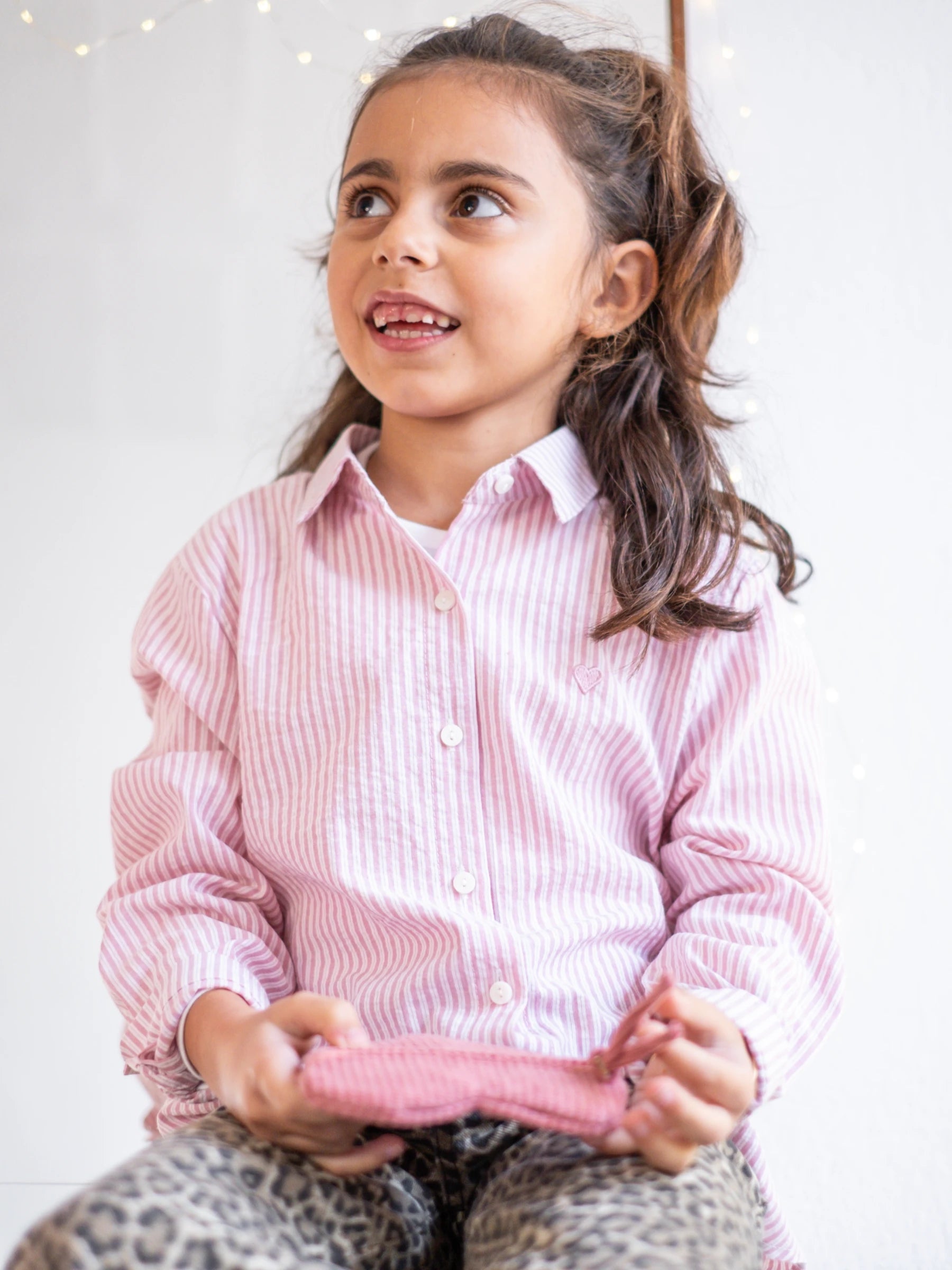 Pink & White Striped Shirt | FOR GIRL