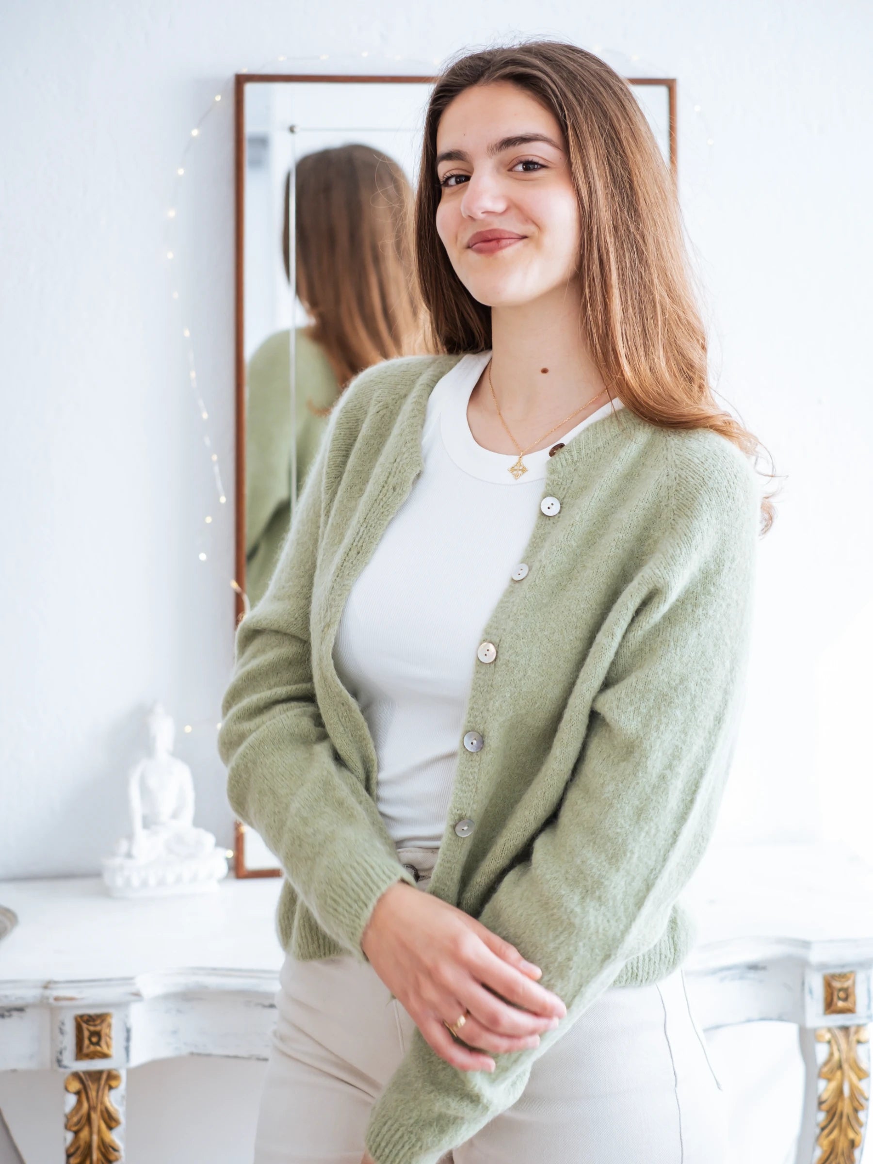 LA VICTORIA | LONG SLEEVES CROP SHAPE CARDIGAN WITH ALPACA - ONE SIZE