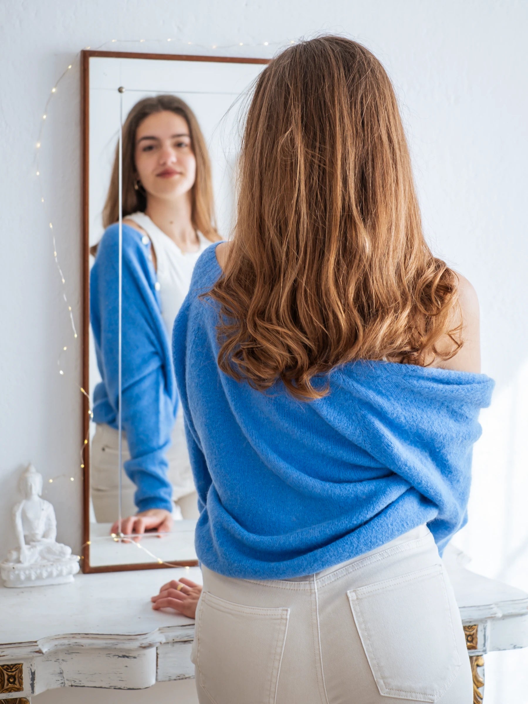 LA VICTORIA | LONG SLEEVES CROP SHAPE CARDIGAN WITH ALPACA - ONE SIZE