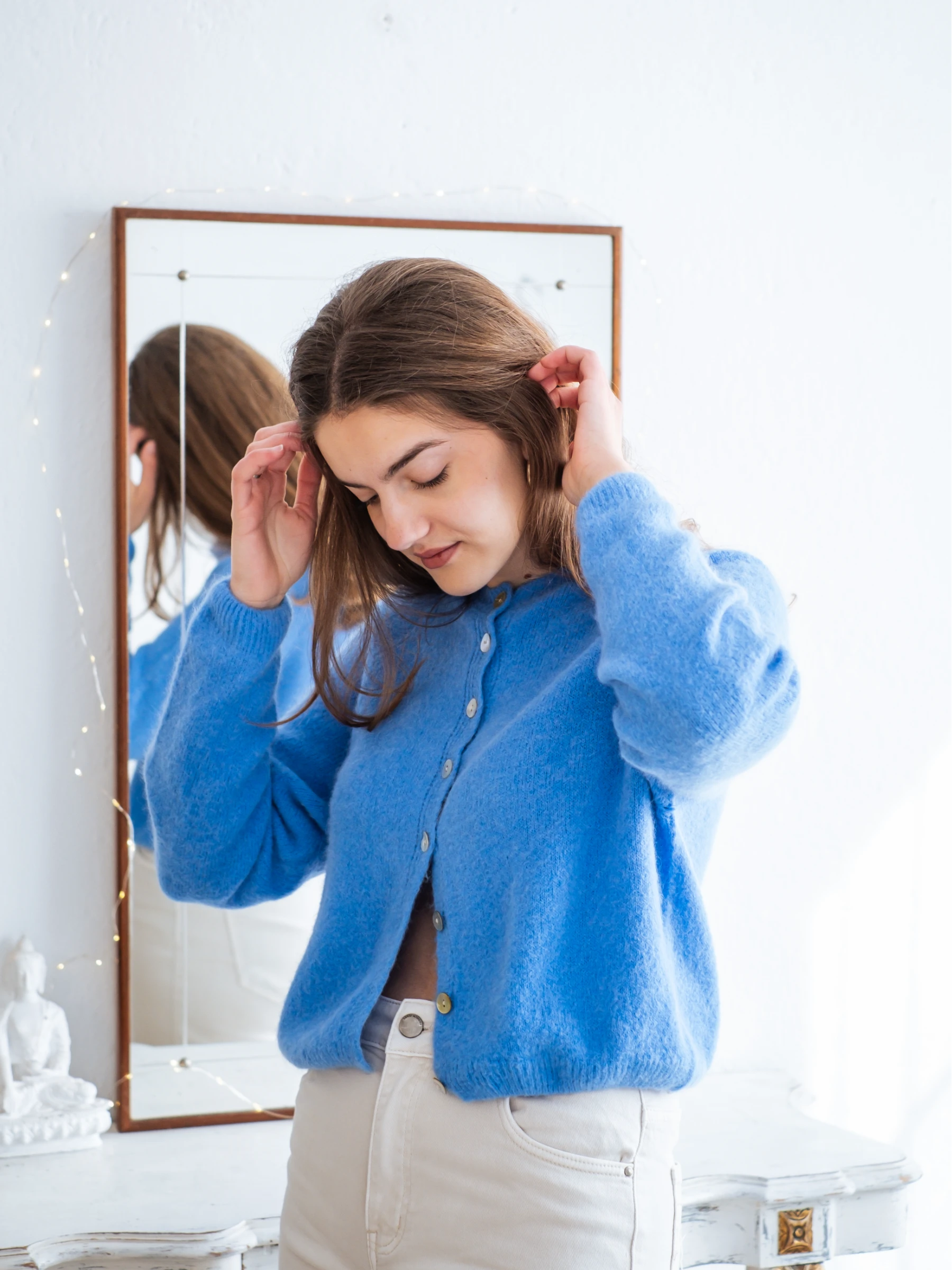 LA VICTORIA | LONG SLEEVES CROP SHAPE CARDIGAN WITH ALPACA - ONE SIZE
