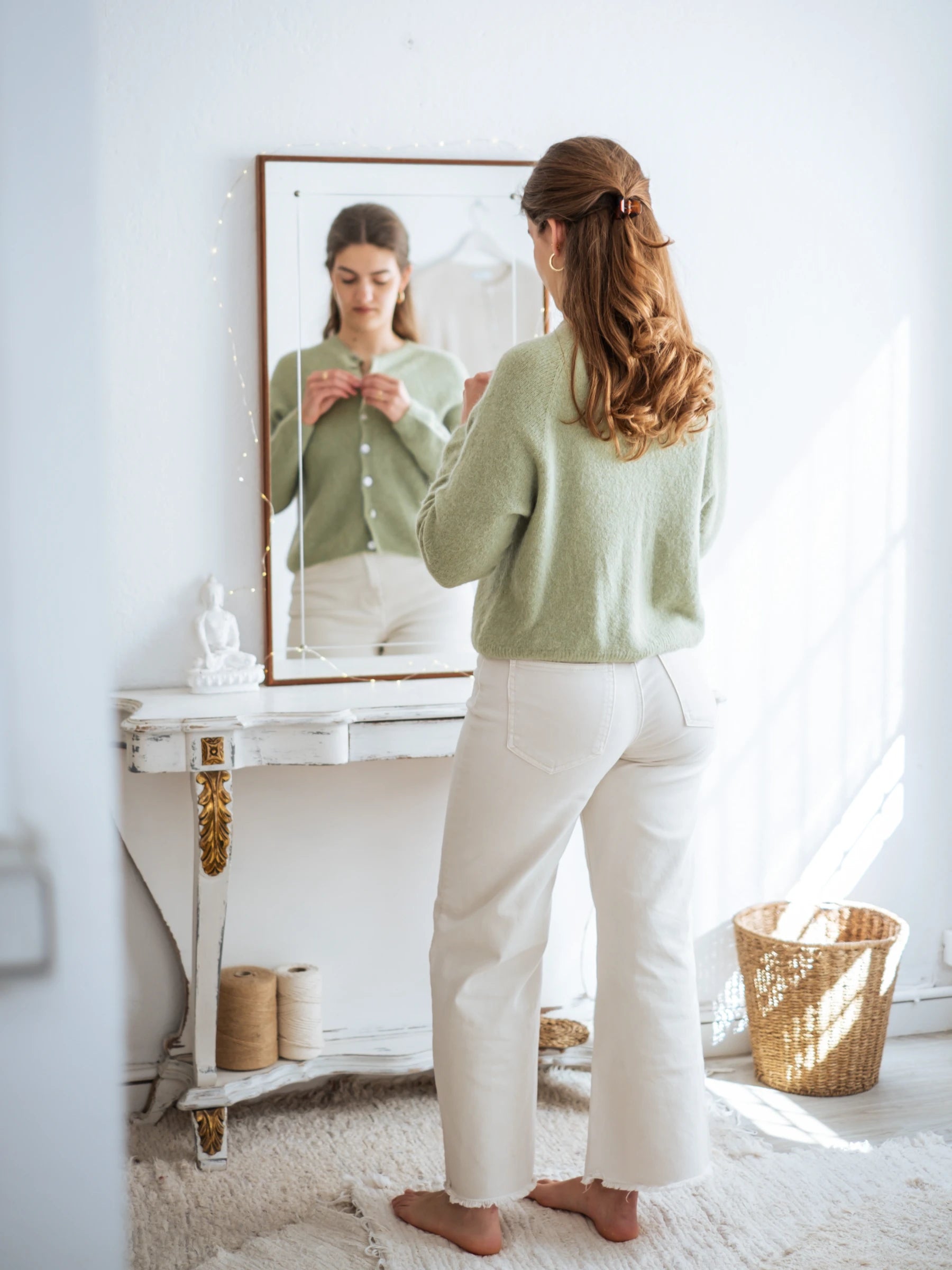 LA VICTORIA | LONG SLEEVES CROP SHAPE CARDIGAN WITH ALPACA - ONE SIZE