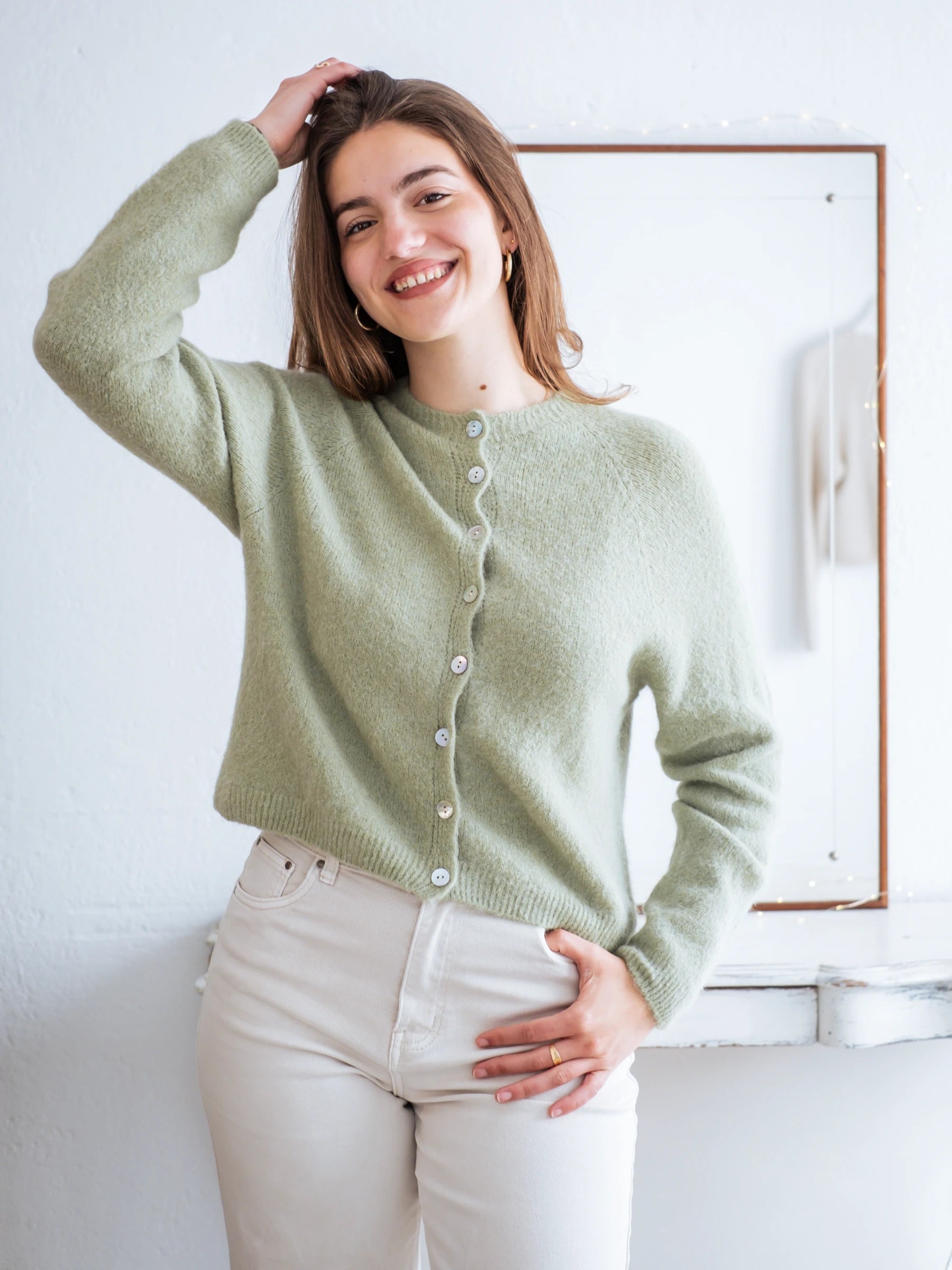 LA VICTORIA | LONG SLEEVES CROP SHAPE CARDIGAN WITH ALPACA - ONE SIZE