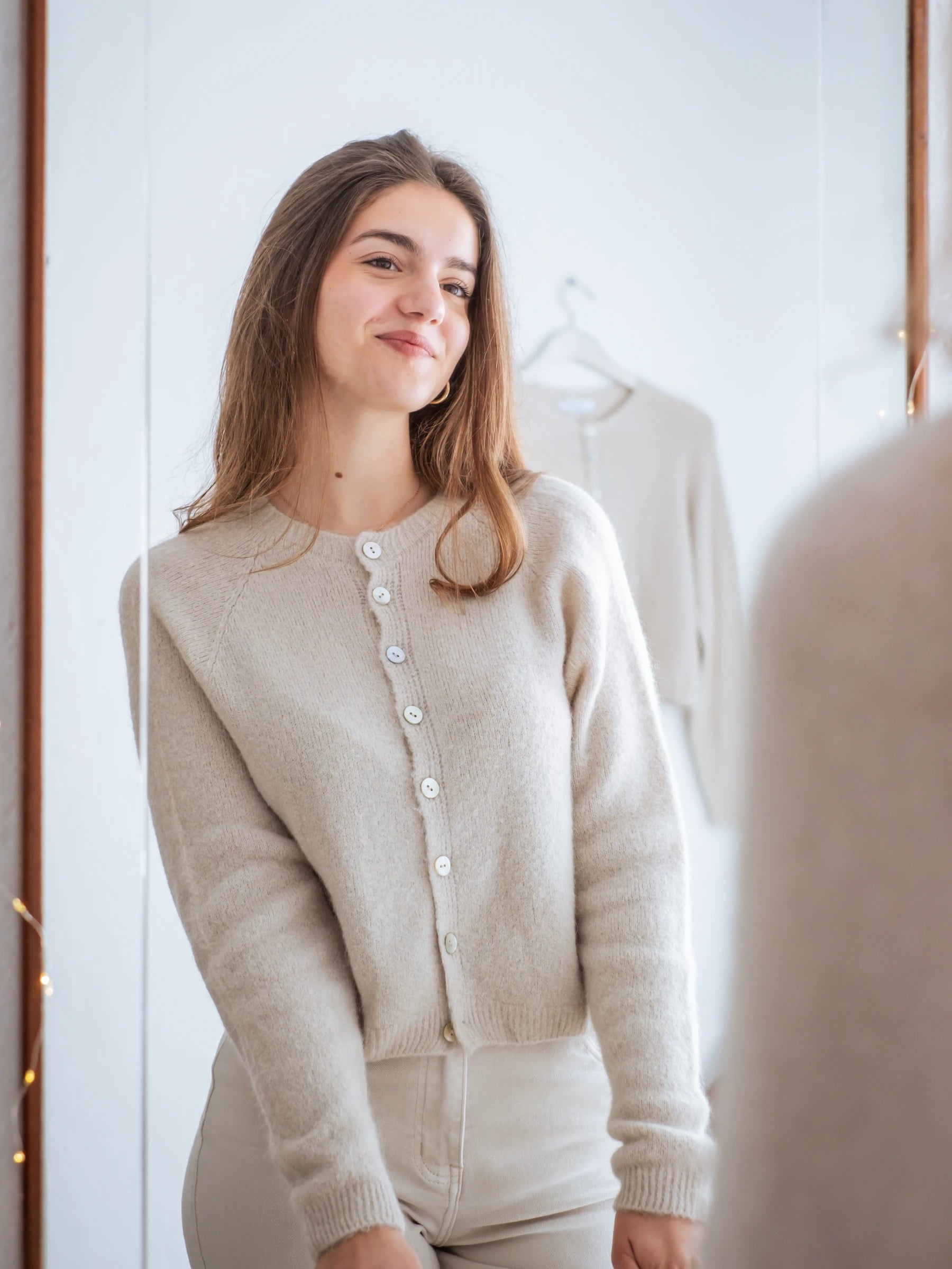 LA VICTORIA | LONG SLEEVES CROP SHAPE CARDIGAN WITH ALPACA - ONE SIZE