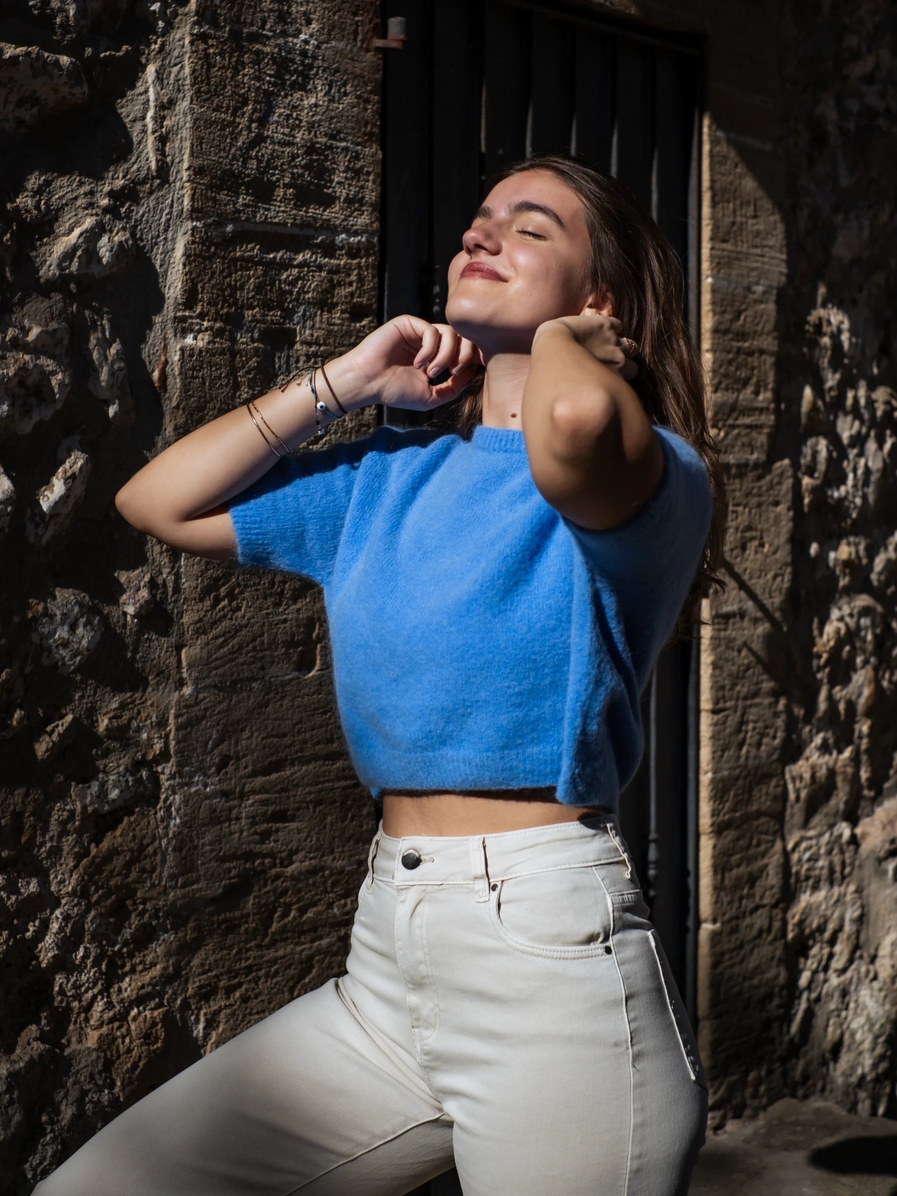 MURTA SHORT SLEEVES CROP SHAPE JUMPER WITH ALPACA