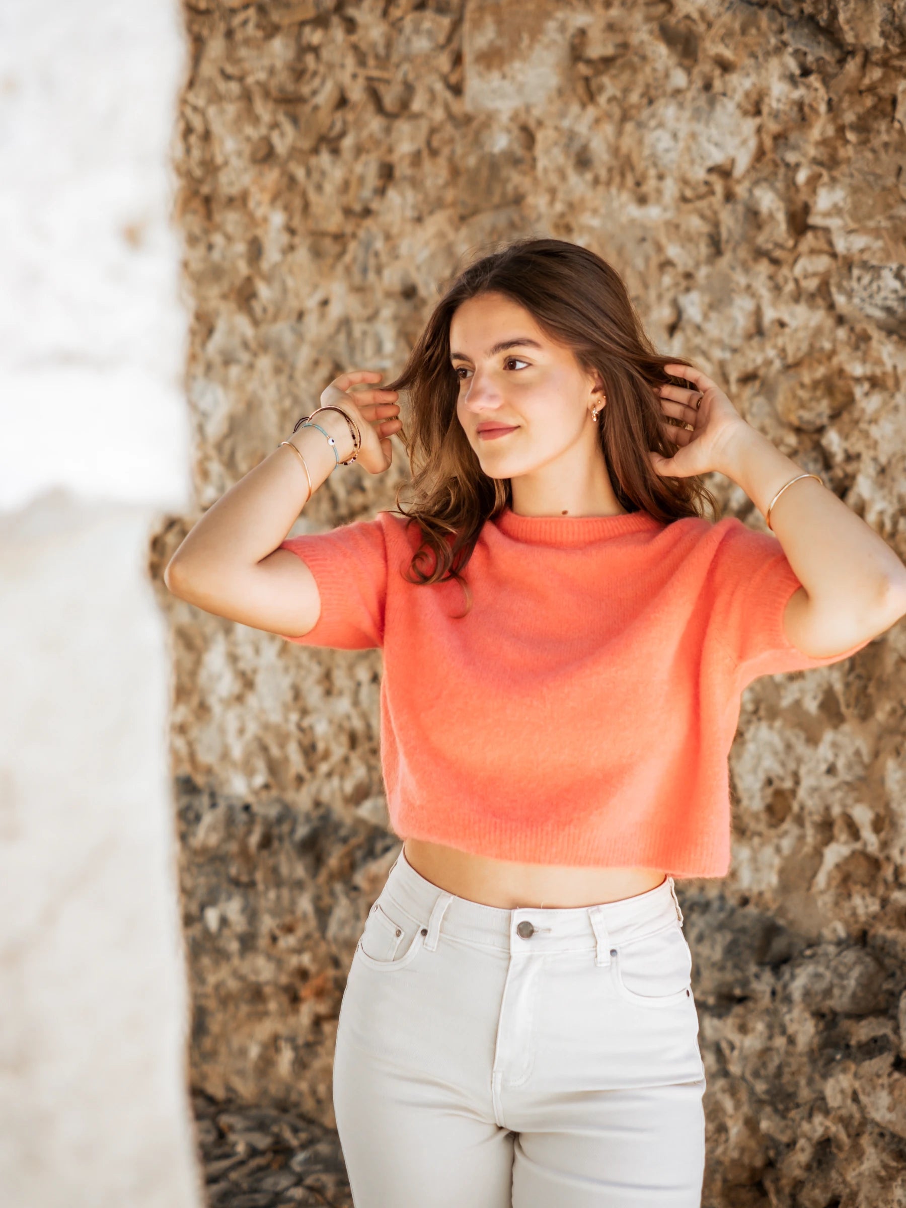 MURTA SHORT SLEEVES CROP SHAPE JUMPER WITH ALPACA