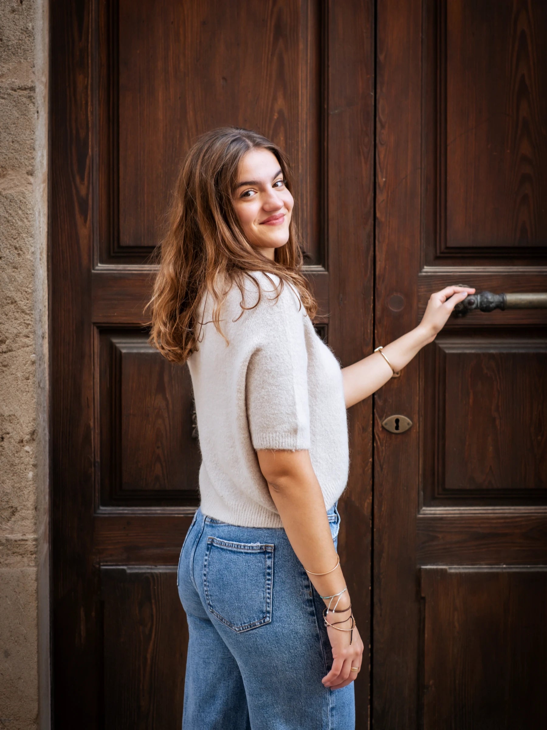 MURTA SHORT SLEEVES CROP SHAPE JUMPER WITH ALPACA