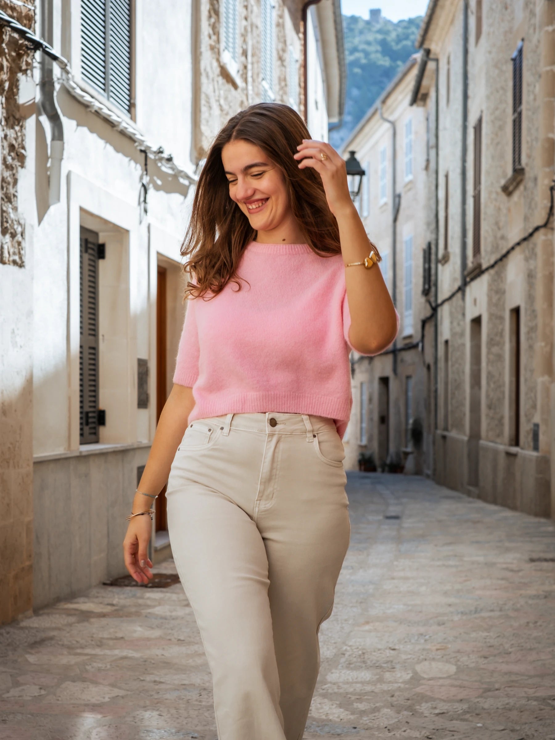 MURTA SHORT SLEEVES CROP SHAPE JUMPER WITH ALPACA