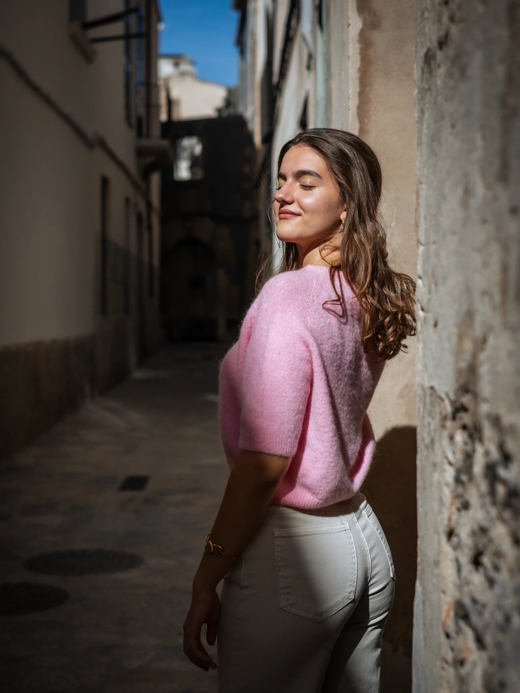 MURTA SHORT SLEEVES CROP SHAPE JUMPER WITH ALPACA