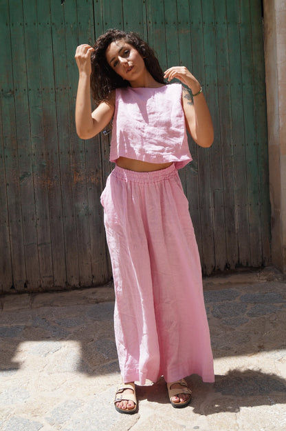 CROP TOP EN LINO DE MUJER