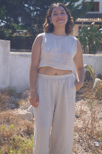 CROP TOP EN LINO DE MUJER